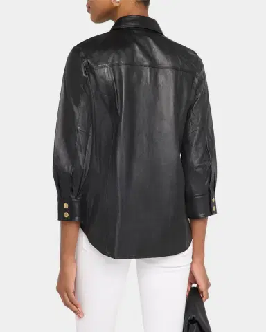 L 'AGENCE Avina Leather Blouse | Thumbnail 3