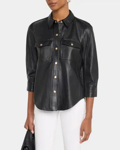 L 'AGENCE Avina Leather Blouse | Thumbnail 4