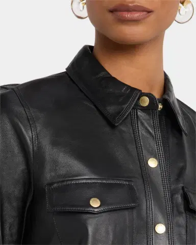 L 'AGENCE Avina Leather Blouse | Thumbnail 5