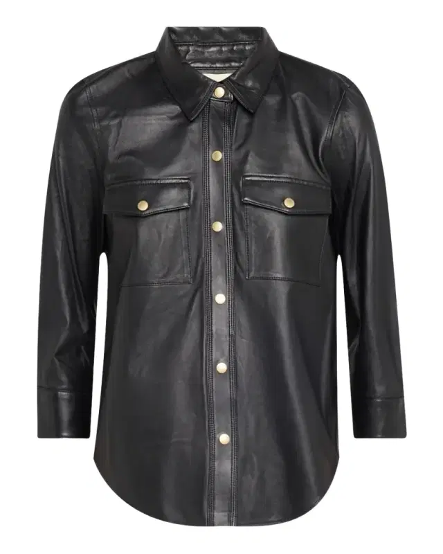 L 'AGENCE Avina Leather Blouse