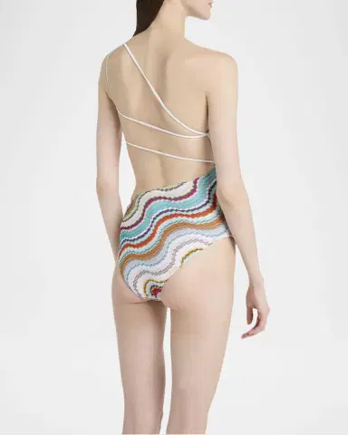 Missoni Multicolor Wave Asymmetric Cutout One-Piece Swimsuit | Thumbnail 3