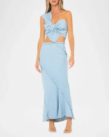 JBQ Sol Chambray Twist-Front Crop Top | Thumbnail 2