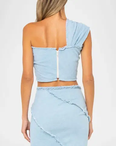 JBQ Sol Chambray Twist-Front Crop Top | Thumbnail 3