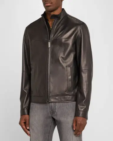 Stefano Ricci Men's Leather Moto Jacket | Thumbnail 4