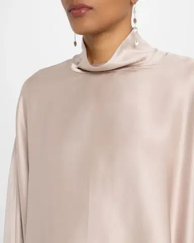 Lapointe Long-Sleeve Satin Crop Caftan Top | Thumbnail 4