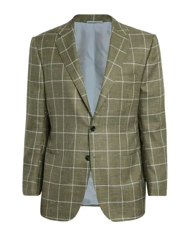 Men's Windowpane Check Patch-Pocket Sport Coat