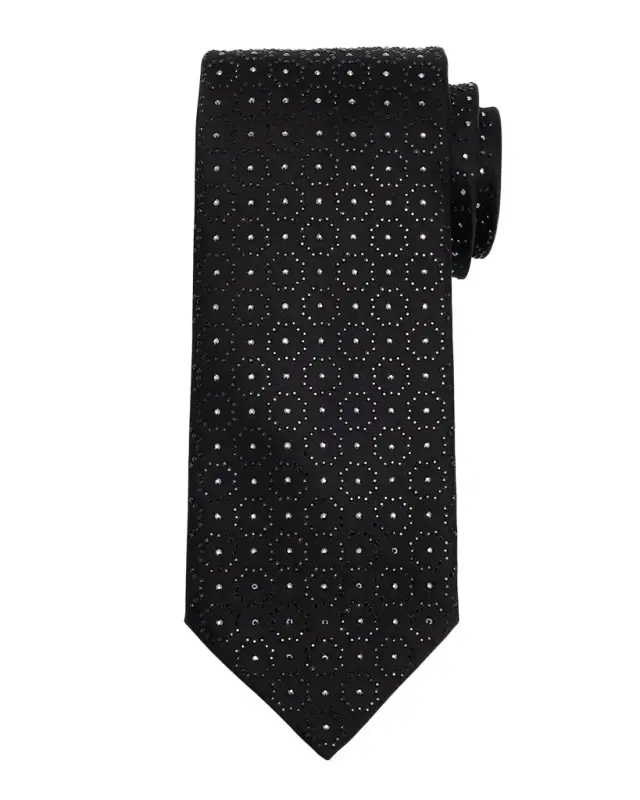Men's Crystal-Embellished Geometric Silk Tie