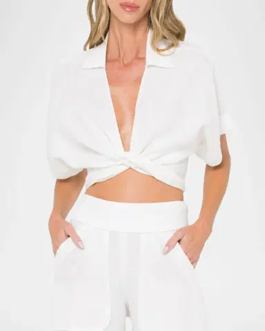 JBQ Chiara Linen-Blend Wrap Top | Thumbnail 3 JBQ Chiara Linen-Blend Wrap Top | Thumbnail 3