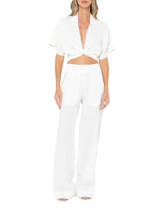 Chiara Linen-Blend Wrap Top