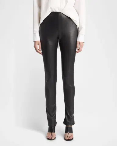 The Row Lakun Leather Skinny-Leg Slit-Hem Pants | Thumbnail 2
