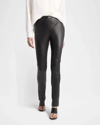 The Row Lakun Leather Skinny-Leg Slit-Hem Pants | Thumbnail 6