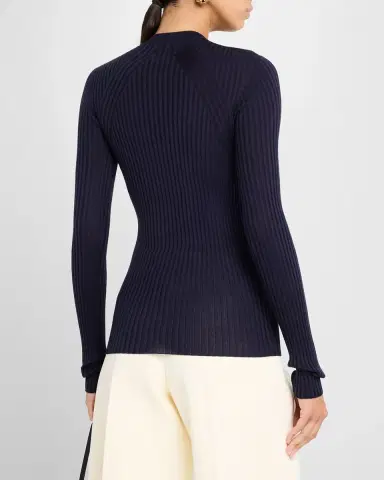 Jil Sander Silk Ribbed Crewneck Cardigan | Thumbnail 3 Jil Sander Silk Ribbed Crewneck Cardigan | Thumbnail 3