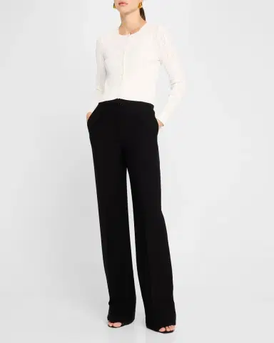 Adam Lippes Pointelle Compact Jacquard Crewneck Crop Cardigan | Thumbnail 2