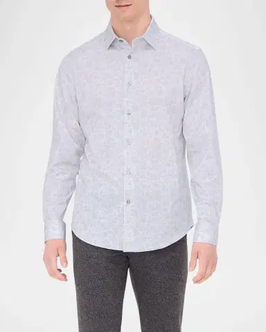 Bugatchi Men 's OoohCotton James Tonal-Print Sport Shirt | Thumbnail 4