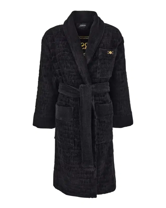 Men 's Medusa 95 Jacquard Terry Cloth Crocodile Pattern Robe
