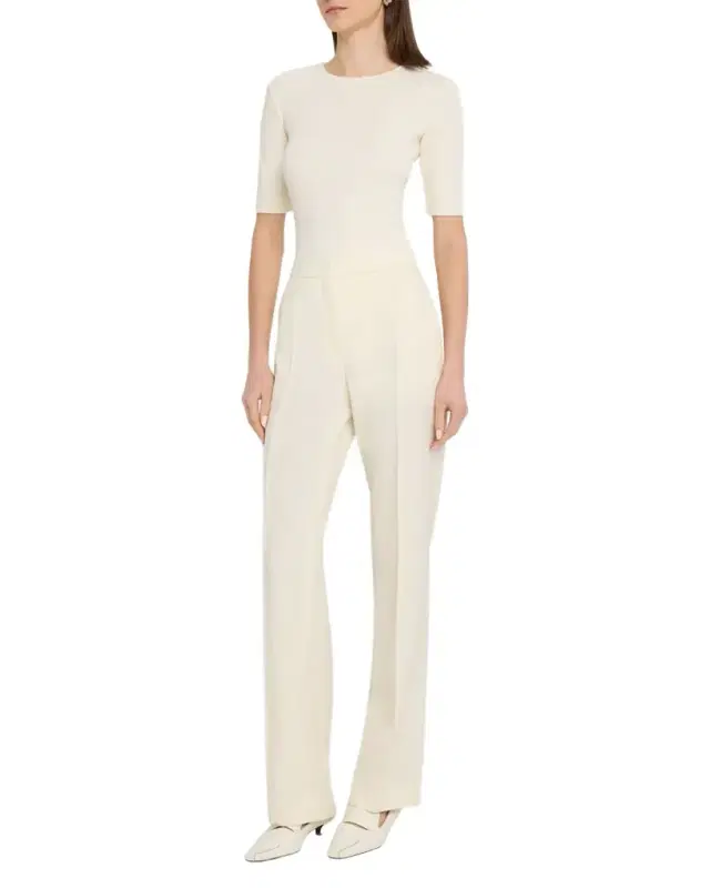 Elbow-Sleeve Slim Top