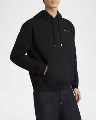 Jacquemus Men's Brode Embroidered Logo Hoodie | Thumbnail 4