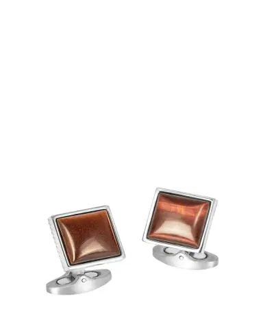 Tateossian Men's Red Tiger Eye Polished Dome Cufflinks | Thumbnail 1