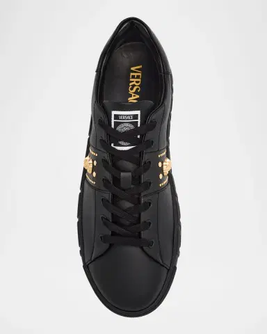 Versace Men's La Greca Leather Low-Top Sneakers | Thumbnail 5 Versace Men's La Greca Leather Low-Top Sneakers | Thumbnail 5
