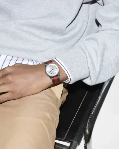 Gucci Men's G-Timeless Green and Red Nylon-Strap Watch, 38mm | Thumbnail 2 Gucci Men's G-Timeless Green and Red Nylon-Strap Watch, 38mm | Thumbnail 2
