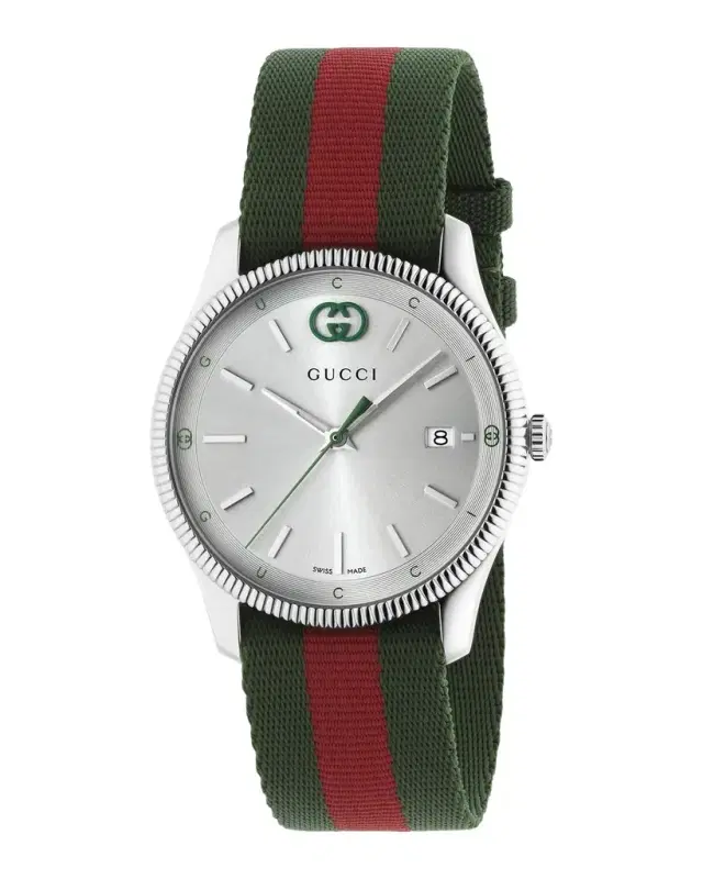 Gucci Men 's G-Timeless Green and Red Nylon-Strap Watch, 38mm