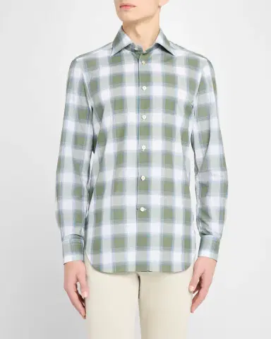 Kiton Men's Check Sport Shirt | Thumbnail 3