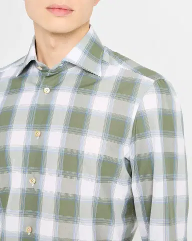 Kiton Men's Check Sport Shirt | Thumbnail 4