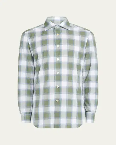 Kiton Men's Check Sport Shirt | Thumbnail 5