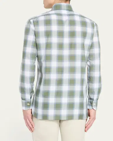 Kiton Men's Check Sport Shirt | Thumbnail 7