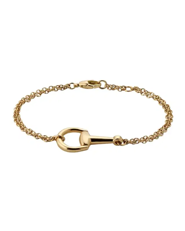 18K Yellow Gold Horsebit Chain Bracelet, Medium