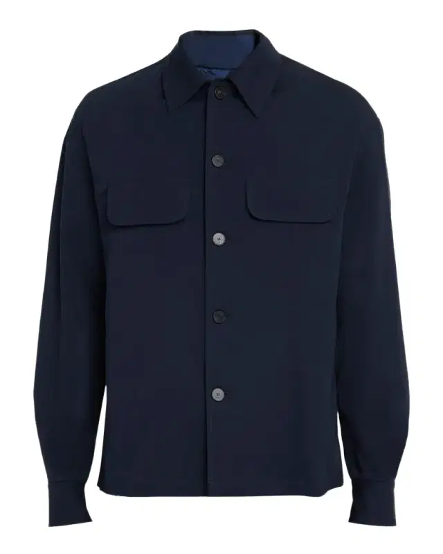 Men's Cotton Stretch Flap-Pocket Overshirt
