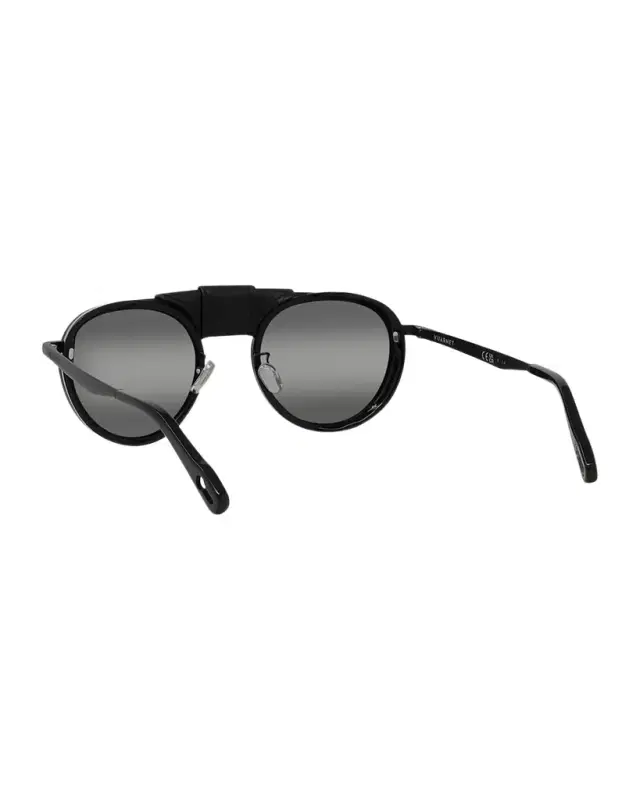 Vuarnet Men's Glacier 01 Titanium Round Sunglasses with Side Shields and Cord