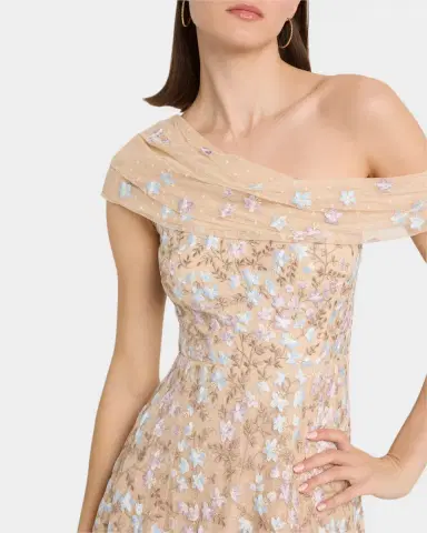 NEEDLE & THREAD Everett Bloom One-Shoulder Embroidered Gown | Thumbnail 4