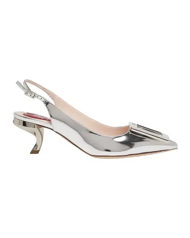 Roger Vivier Virgule Metallic Buckle Slingback Pumps