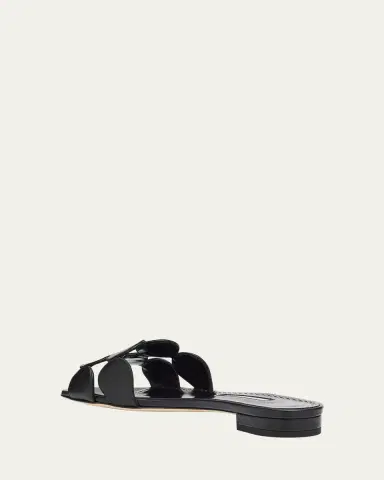 Manolo Blahnik Circle-Cut Leather Flat Slide Sandals | Thumbnail 4 Manolo Blahnik Circle-Cut Leather Flat Slide Sandals | Thumbnail 4