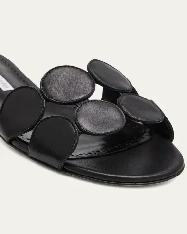 Manolo Blahnik Circle-Cut Leather Flat Slide Sandals | Thumbnail 5 Manolo Blahnik Circle-Cut Leather Flat Slide Sandals | Thumbnail 5