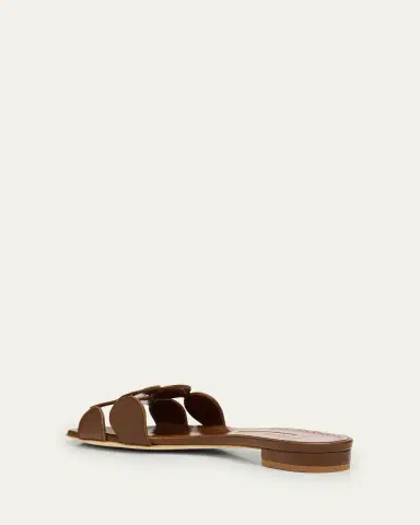 Manolo Blahnik Circle-Cut Leather Flat Slide Sandals | Thumbnail 6 Manolo Blahnik Circle-Cut Leather Flat Slide Sandals | Thumbnail 6