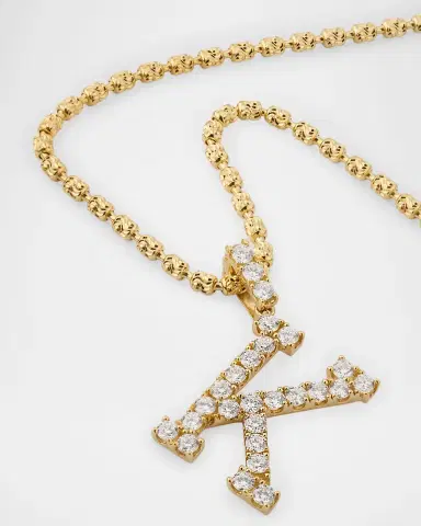 Neiman Marcus Diamonds 18K Yellow Gold Large Diamond K Necklace, 2.94tcw/18" | Thumbnail 2