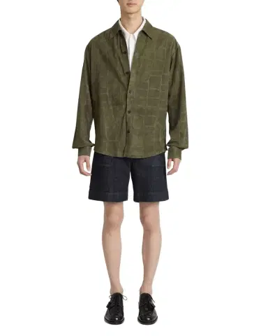 Jacquemus Men's Croc-Embossed Leather Sport Shirt | Thumbnail 1