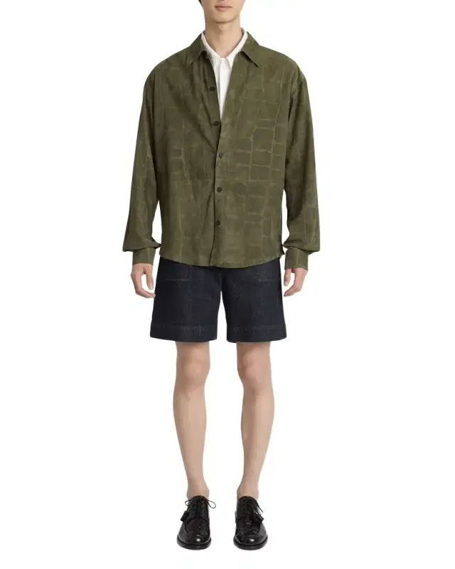 Men's Croc-Embossed Leather Sport Shirt