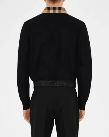 Burberry Men's Cody Cotton Slim Fit Long-Sleeve Check Collar Polo Shirt | Thumbnail 3 Burberry Men's Cody Cotton Slim Fit Long-Sleeve Check Collar Polo Shirt | Thumbnail 3