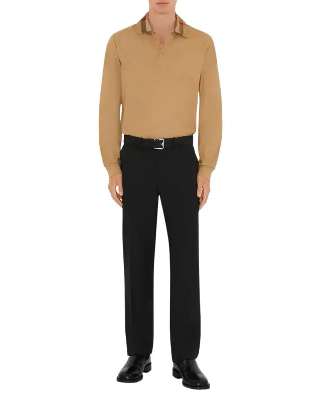 Men 's Cody Cotton Slim Fit Long-Sleeve Check Collar Polo Shirt
