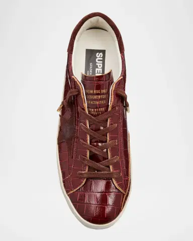 Golden Goose Super-Star Croco Embossed Leather Low-Top Sneakers | Thumbnail 4