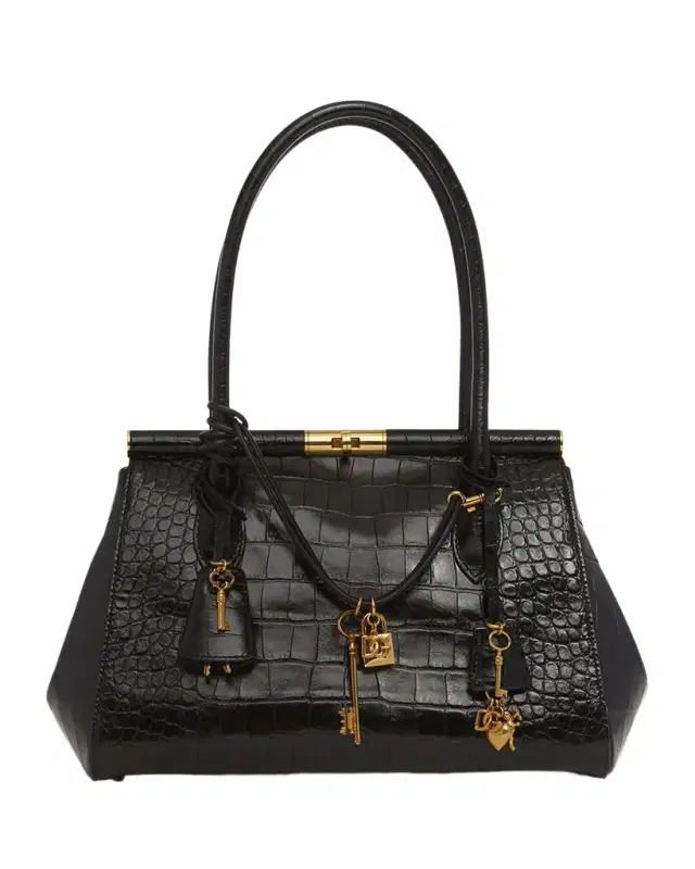 Marlene Charm Croc-Embossed Leather Shoulder Bag