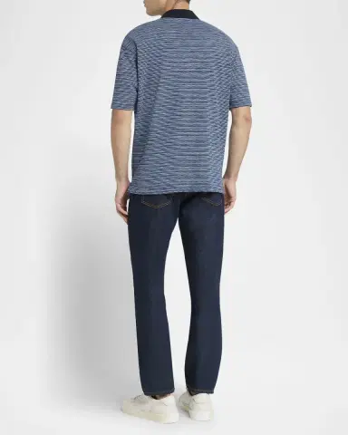 Etro Men 's Contrast-Collar Jersey Polo Shirt | Thumbnail 3