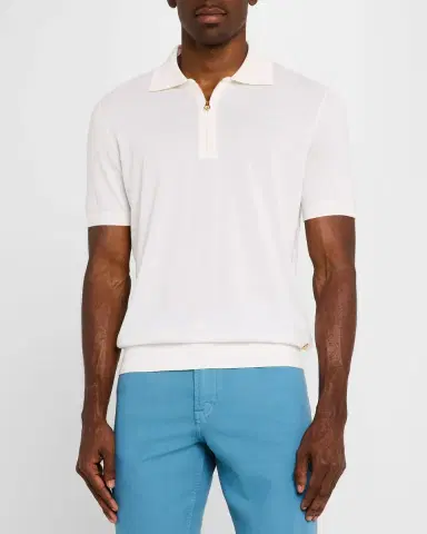 Stefano Ricci Men's Quarter-Zip Short-Sleeve Polo Sweater | Thumbnail 3 Stefano Ricci Men's Quarter-Zip Short-Sleeve Polo Sweater | Thumbnail 3