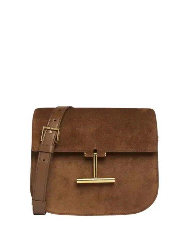 TOM FORD Tara Mini Flap Crossbody Bag in Suede and Leather