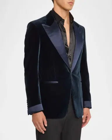 Tom Ford Men's Shelton Velvet and Satin Evening Jacket | Thumbnail 3 Tom Ford Men's Shelton Velvet and Satin Evening Jacket | Thumbnail 3