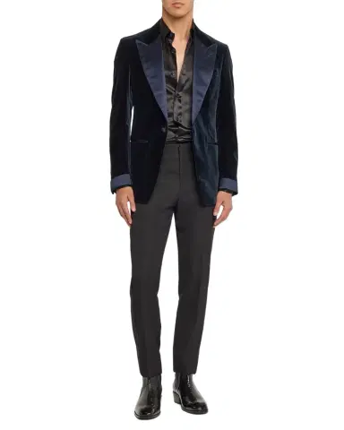 Tom Ford Men's Shelton Velvet and Satin Evening Jacket | Thumbnail 1 Tom Ford Men's Shelton Velvet and Satin Evening Jacket | Thumbnail 1
