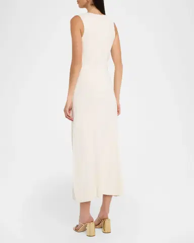 Lapointe Waist-Tie Sleeveless Matte Viscose Midi Dress | Thumbnail 2